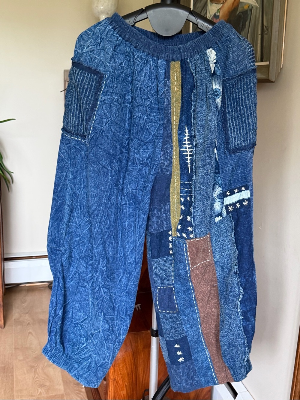 Handmade in Thailand cotton hand dye Patchwork Boho Elastic Waist Pants